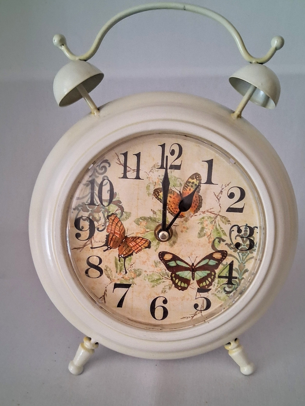 Vintage 70s Double Bell Analog Alarm Clock - Metal w/ Enamel